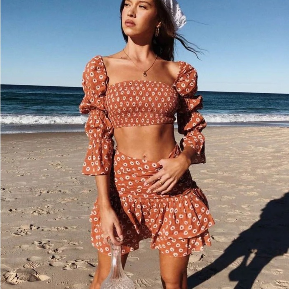 Sabo Skirt Terracotta Floral Set